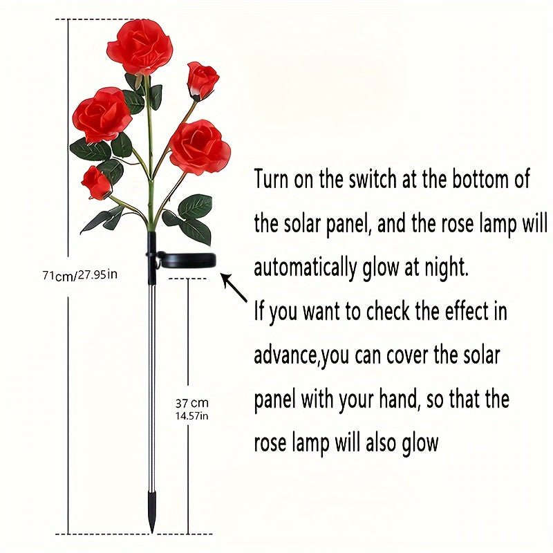 مصابيح الورود الشمسية بـ 5 رؤوس مصباح زهرة الورد المحاكية ، لتزيين الحديقة والمناظر الطبيعية المنزلية - MallqaatMallqaat