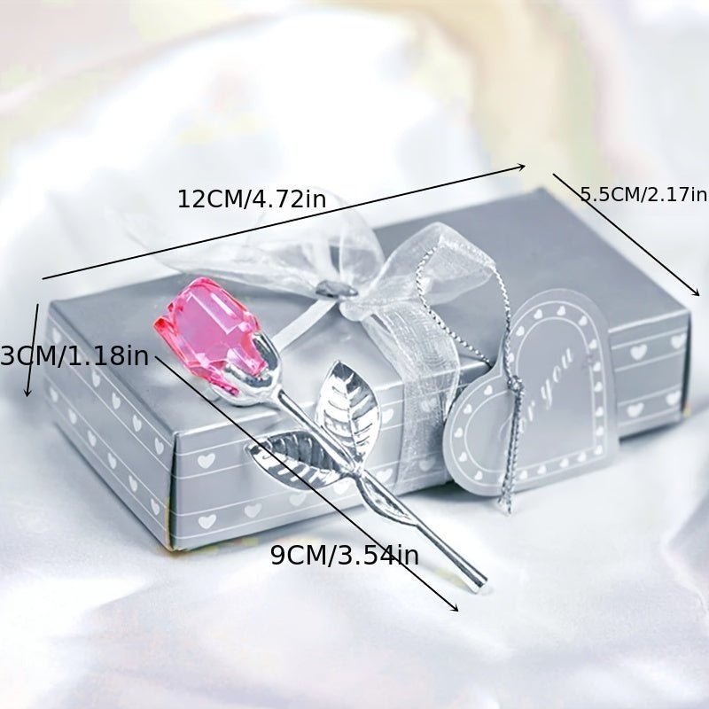 وردة كريستالية زجاجية دائمة بالون الحمراء في صندوق - MallqaatMallqaat
